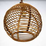 Chandelier en bambou sphérique vintage des années 1950