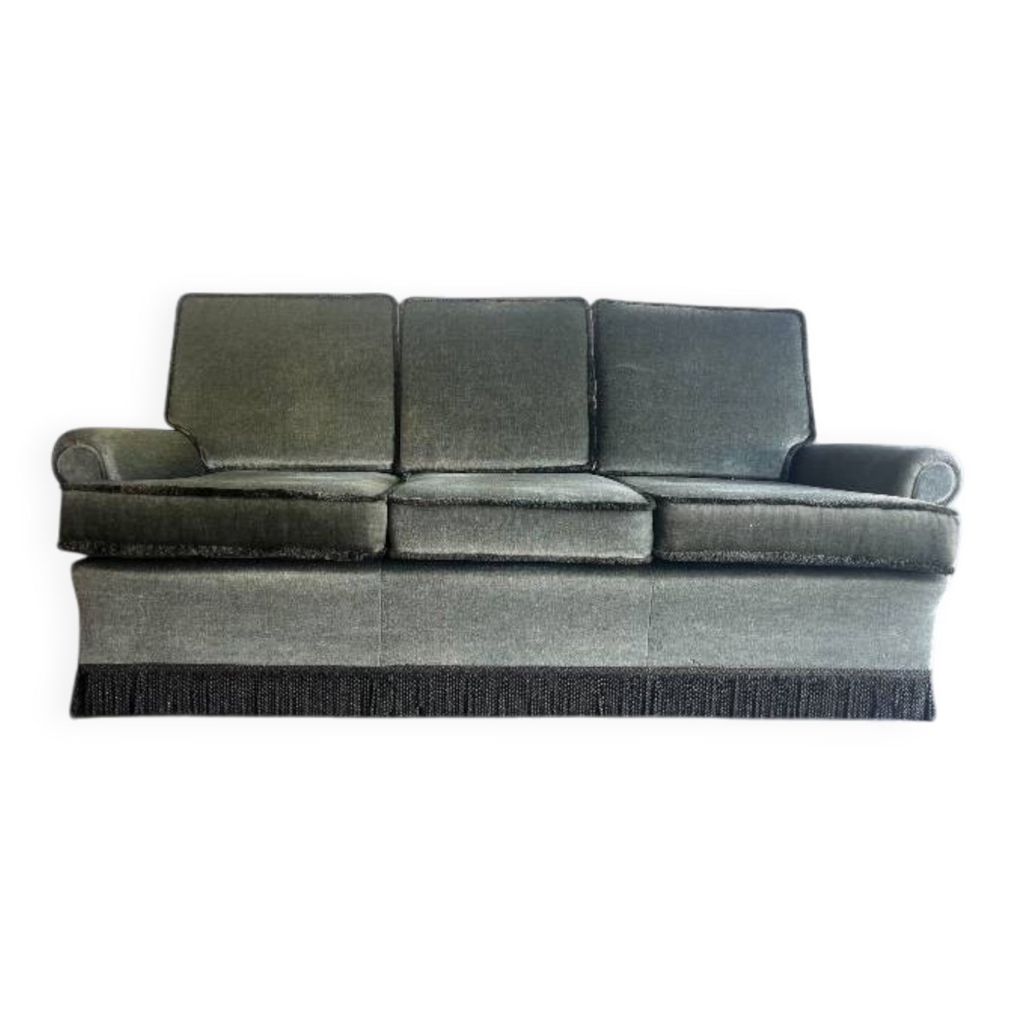 Canapé/fauteuil 3 places.  vintage à franges