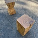 Pair of wooden end tables / stools