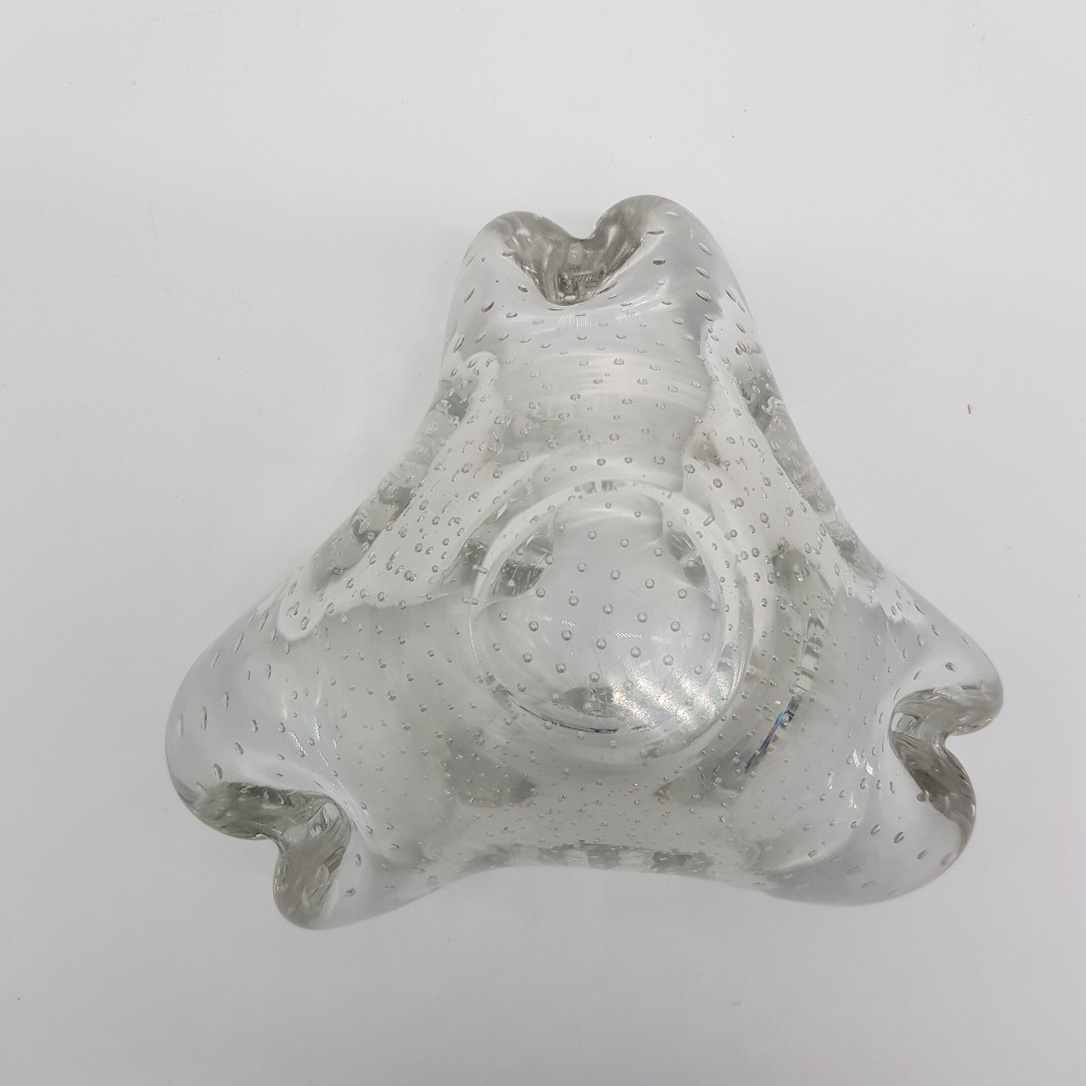 Murano controlled bubble decorating glass ashtray