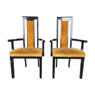 Pair of hollywood regency armchairs, 1950s