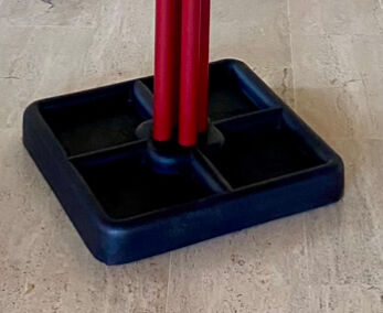 Red and black coat rack design 1980s