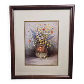 Cadre vintage bouquet de fleurs signé Roca – Impression décorative sous verre
