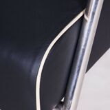 Fauteuil Bauhaus noir restauré, Mauser, Rohde, Chrome, Cuir, Allemagne, années 1930