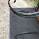 Vintage ceramic coffee table by Guy Trévoux with wrought iron base.