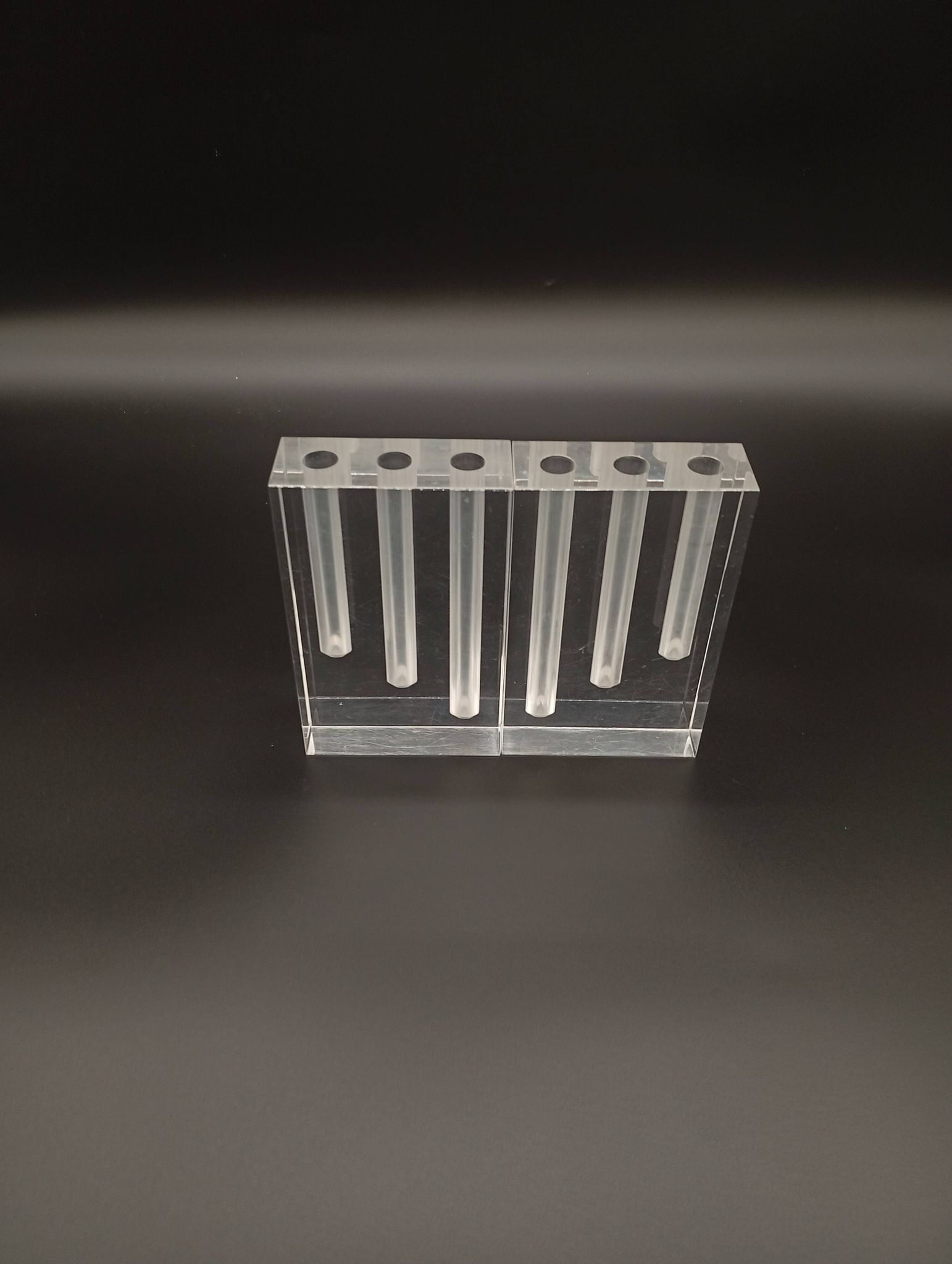 Duo Vase Bloc Résine Lucite Triple Cheminée Plexiglas Design Postmoderne