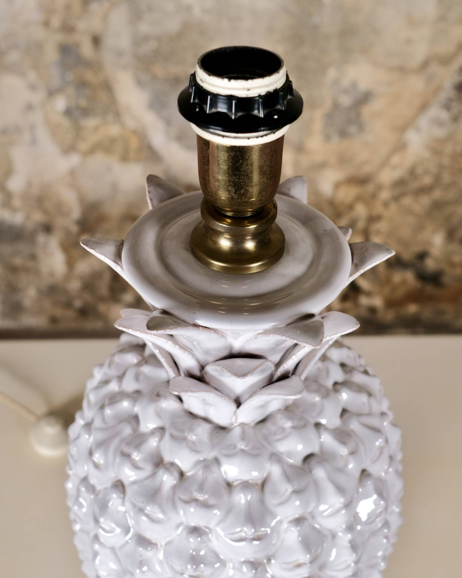 Large ceramic pineapple lamp base, Italy, 1980s
