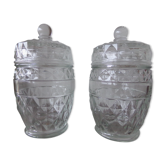 Chiseled glass jars or candy boxes and lids thereof