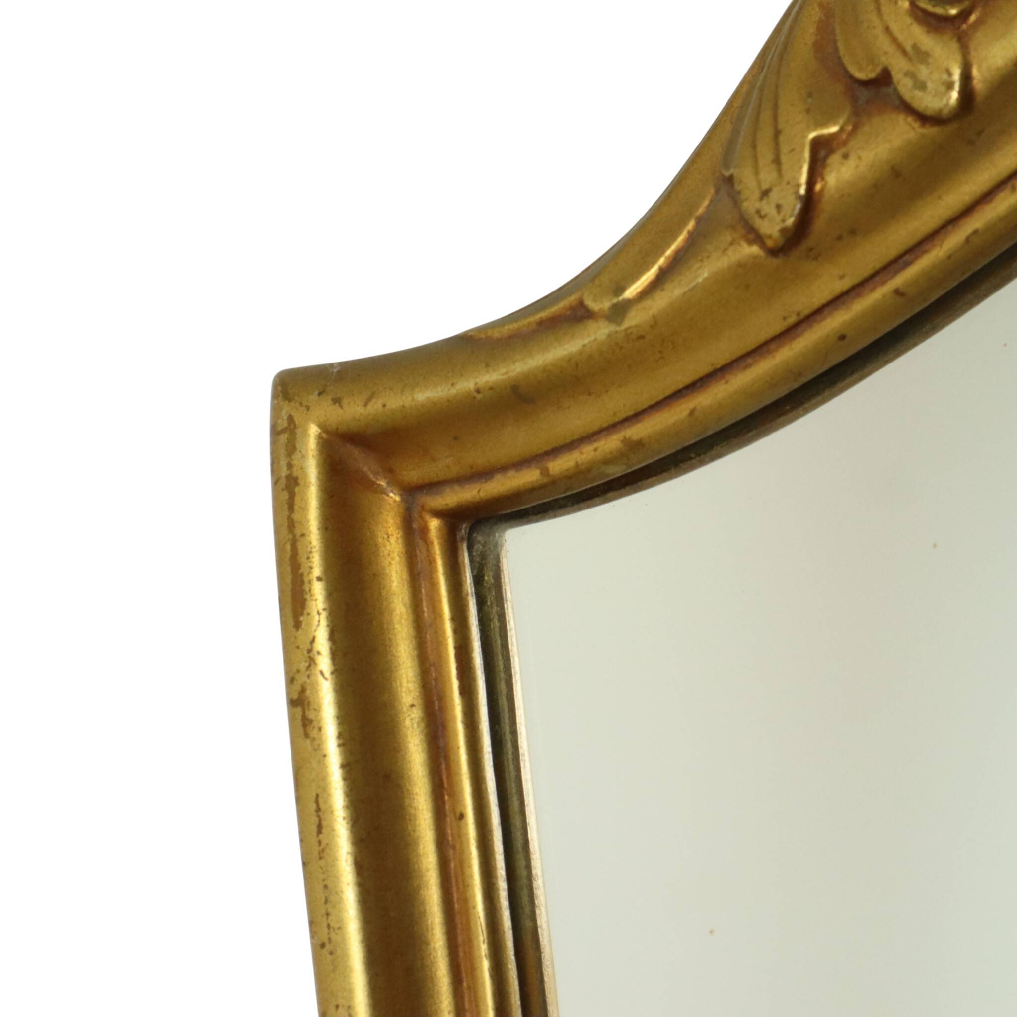 Classic Gold Leaf Mirror Crested Mirror Baroque Style 75cm