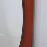Mid century curved entryway teak mirror 1960s