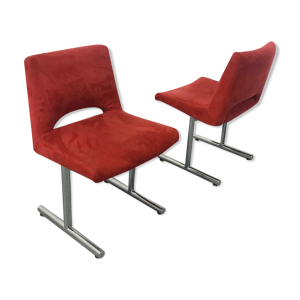 Paire de chaises en velours - rouge