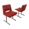 Pair of red velvet chairs Georges Frydman