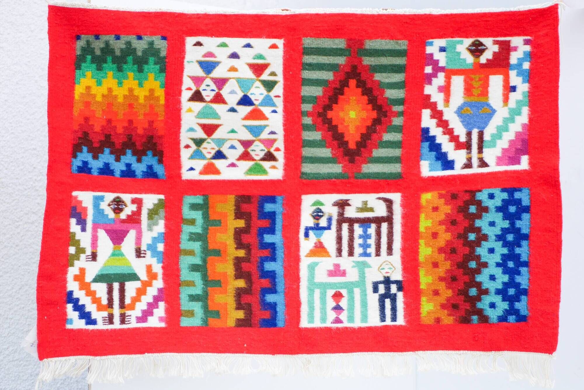 Vintage Berber Kilim, traditional wall tapestry from the popular art of Gafsa