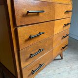 Commode vintage en chêne 4 tiroirs pied compas