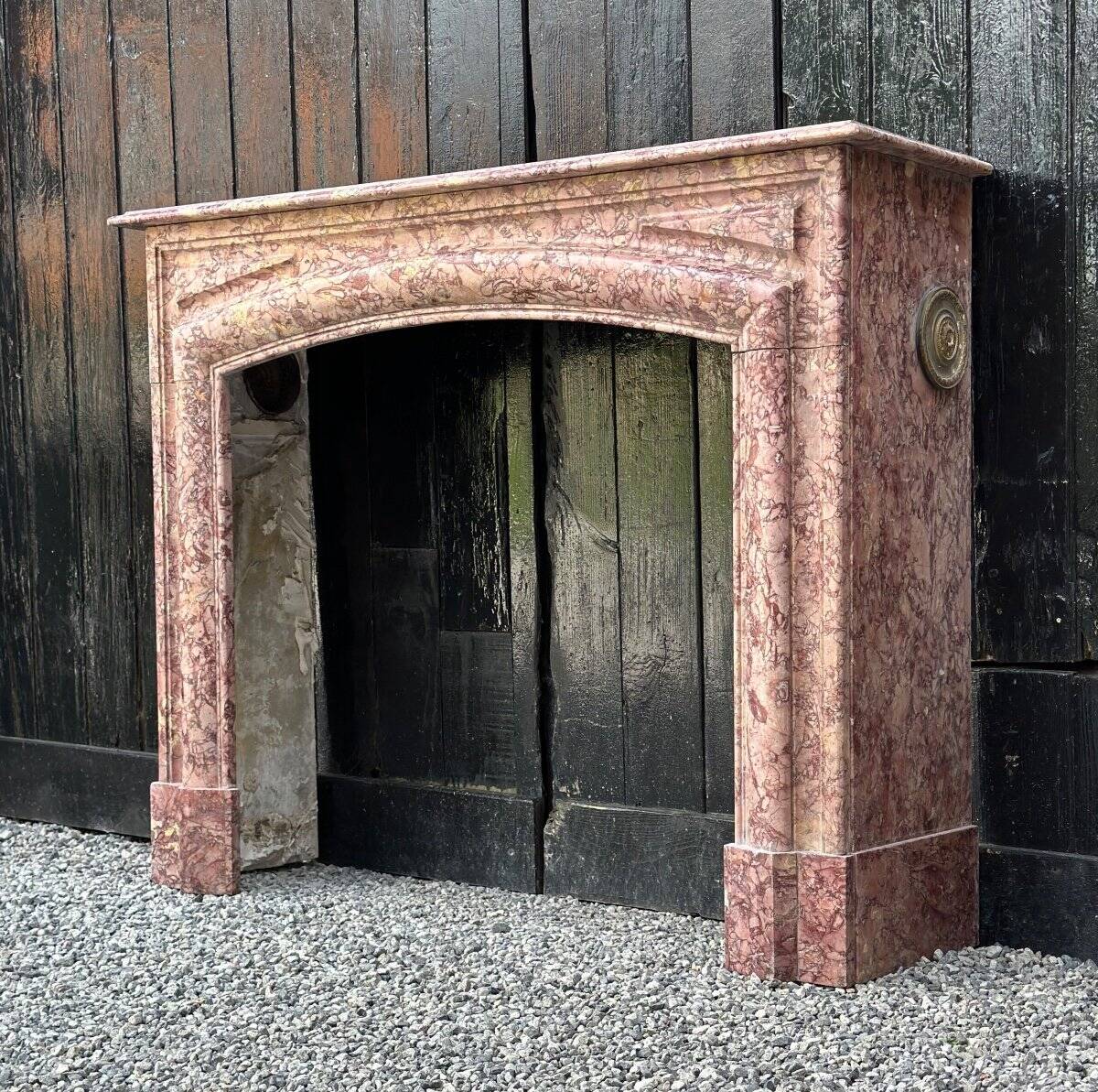 Louis XIV Style Fireplace In Purplish Brocatelle Marble Circa 1880