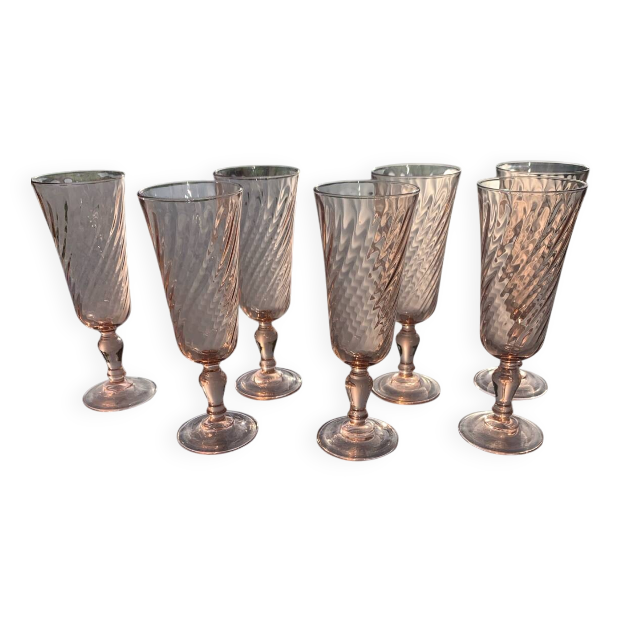 7 Roseline foot flutes - vintage Arcoroc