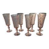 7 Roseline foot flutes - vintage Arcoroc