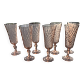 7 Roseline foot flutes - vintage Arcoroc