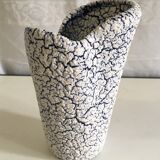 White and blue "fat Lava" vase - 60s