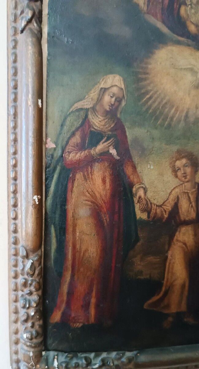 Peinture ancienne sur cuivre - Sainte Famille - XVIIIe siècle
