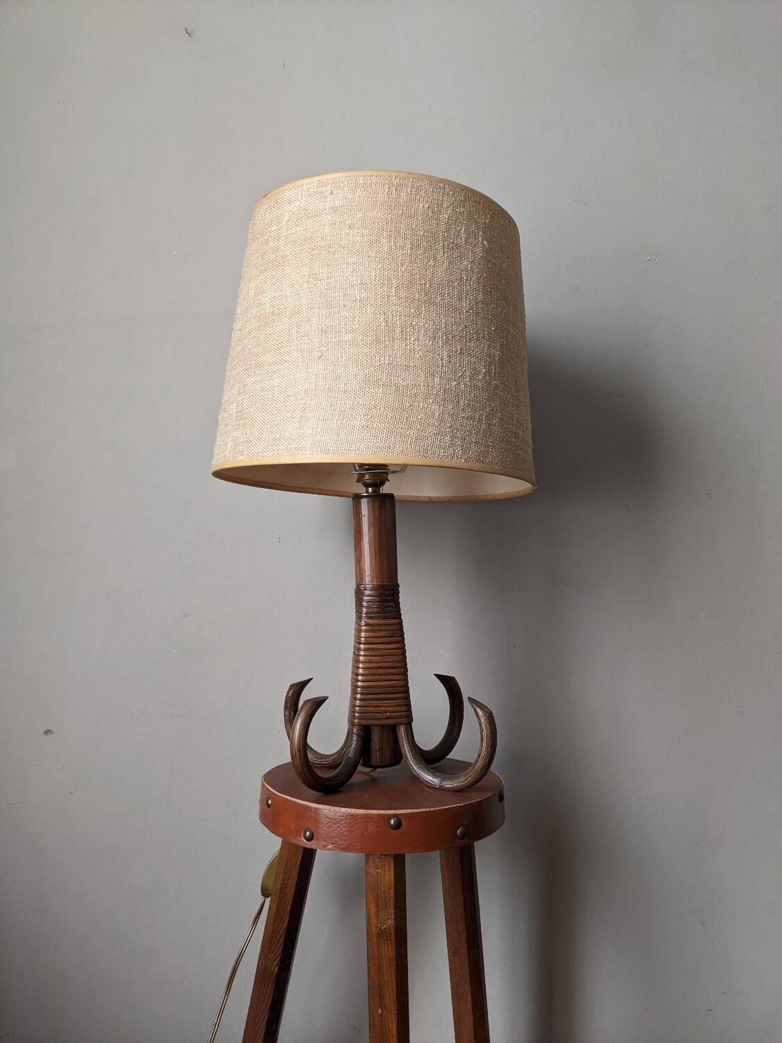 Bamboo rattan bedside lamp, Scandinavian country style