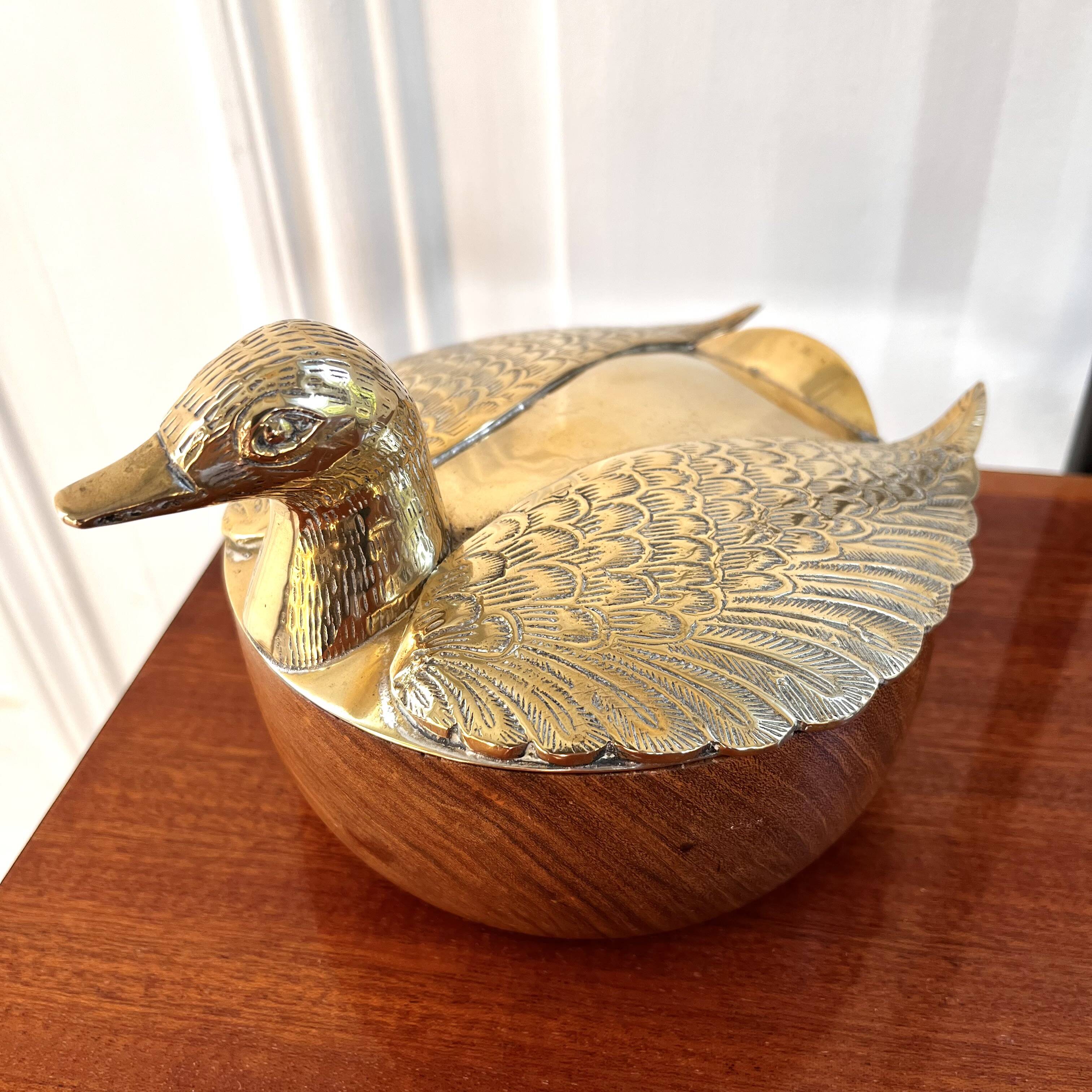 Brass duck wooden box
