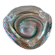 Clear with a soft coloured swirl pattern, round, glass ashtray