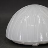 1970s Pair of Ceilink or Wall Lights in Milky Glass, Czechoslovakia