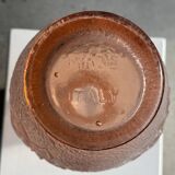 Grand vase rose en verre moulé italien vintage H31