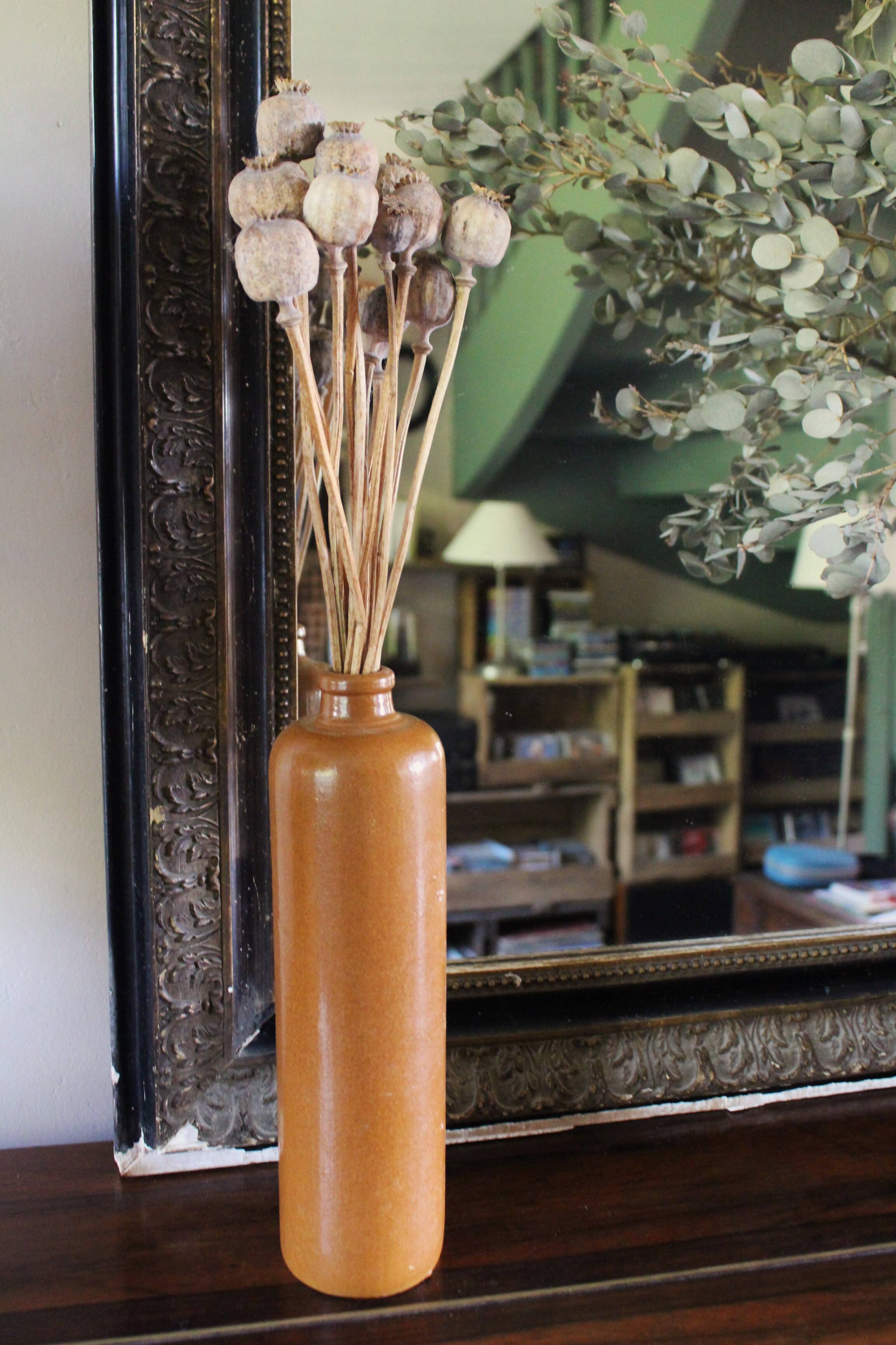Large antique vintage stoneware liqueur bottle