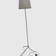 Modernist tripod floor lamp in black metal and cane from the 1950s/1960s.