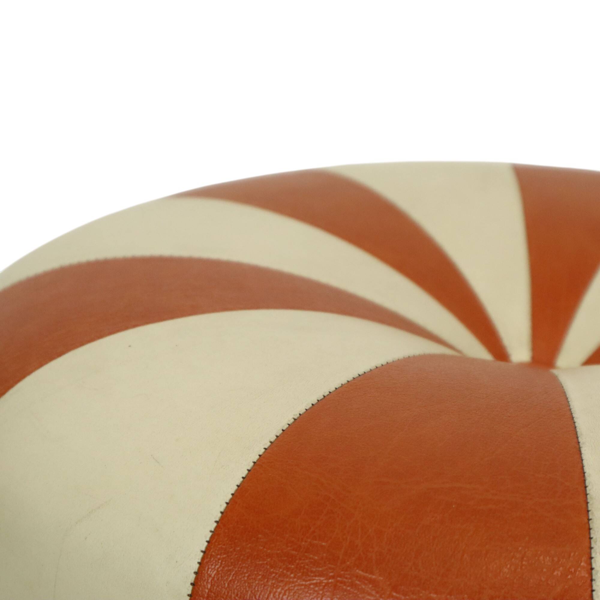 Round Vintage Pouf Orange Cream Two-Tone Skai Sixties