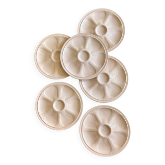 Set of 6 vintage pink oyster plates Digoin Sarreguemines