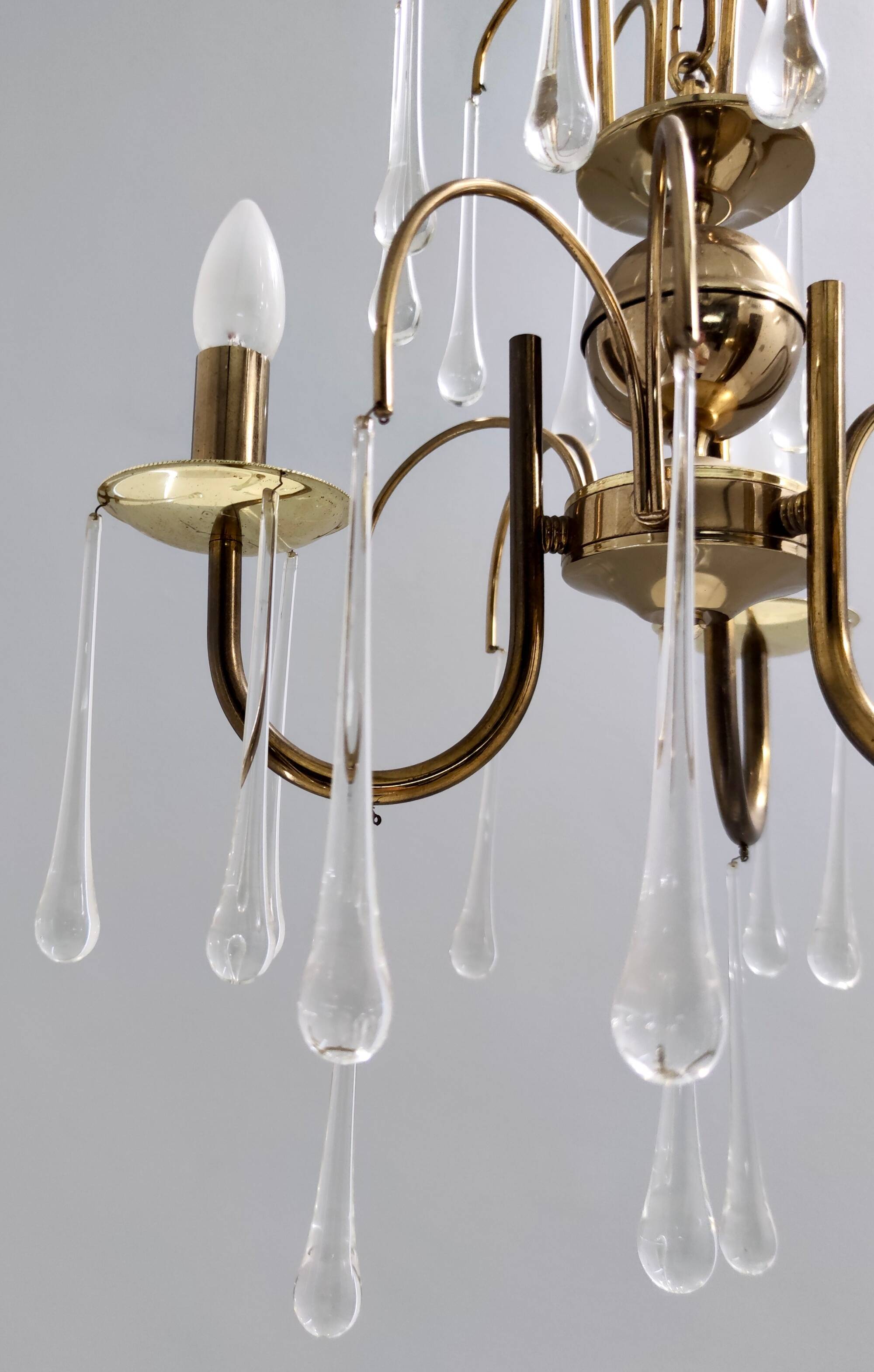 Murano Glass Teardrop Chandelier in the Style of Venini, Italy