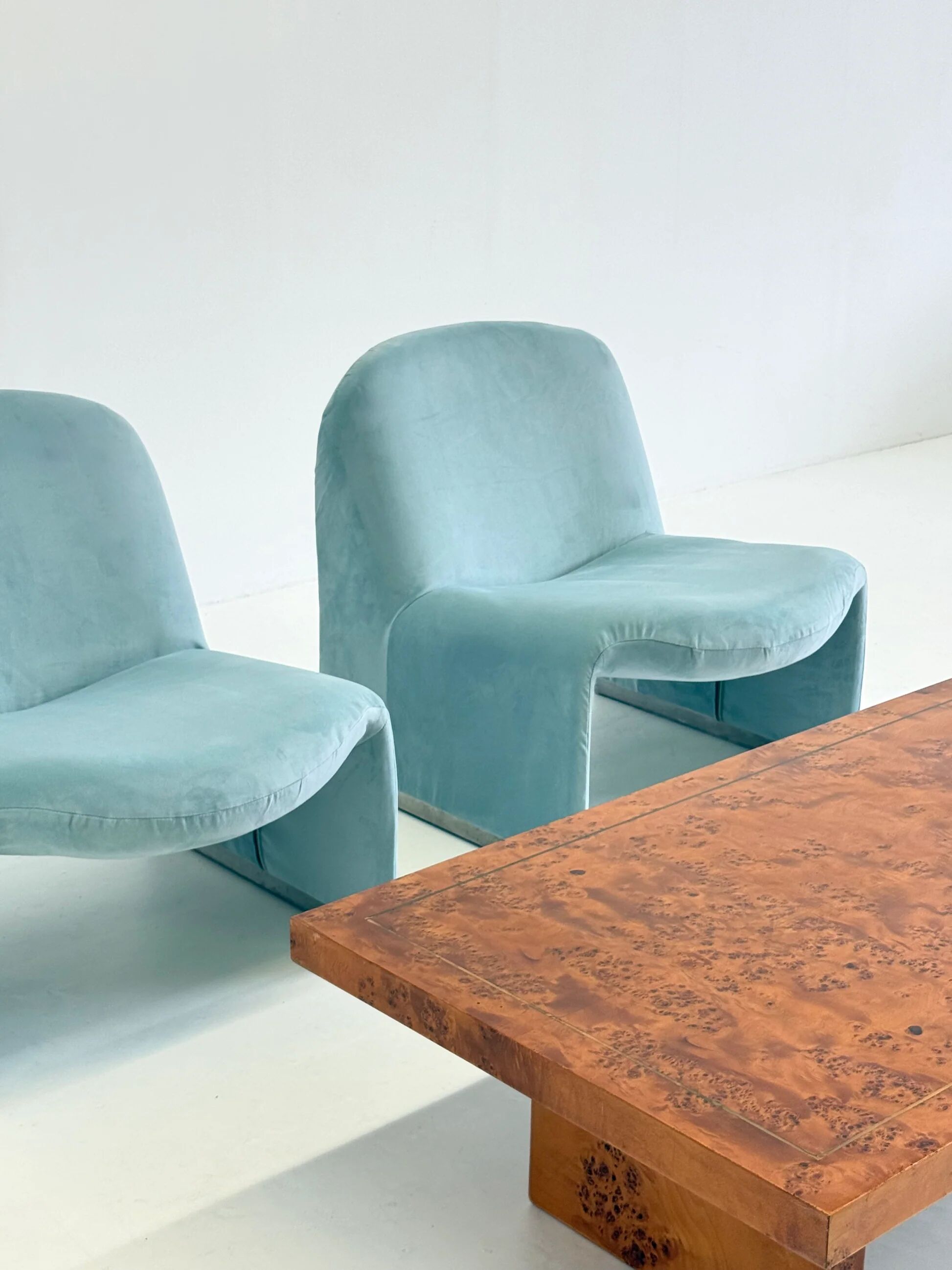 Anonima Castelli Alky armchair in baby blue velvet
