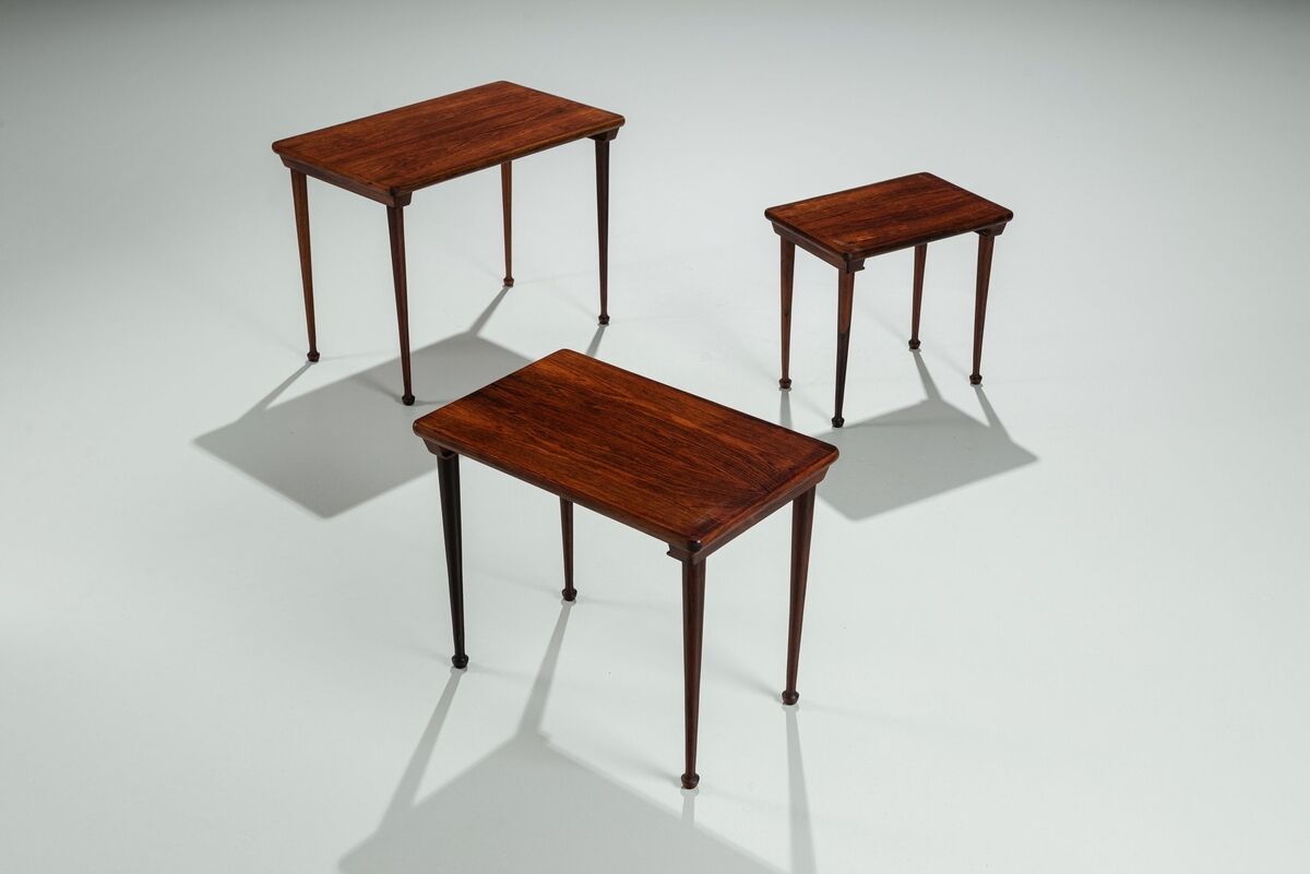 Set of 3 Danish nesting tables in rosewood Denmark 1960