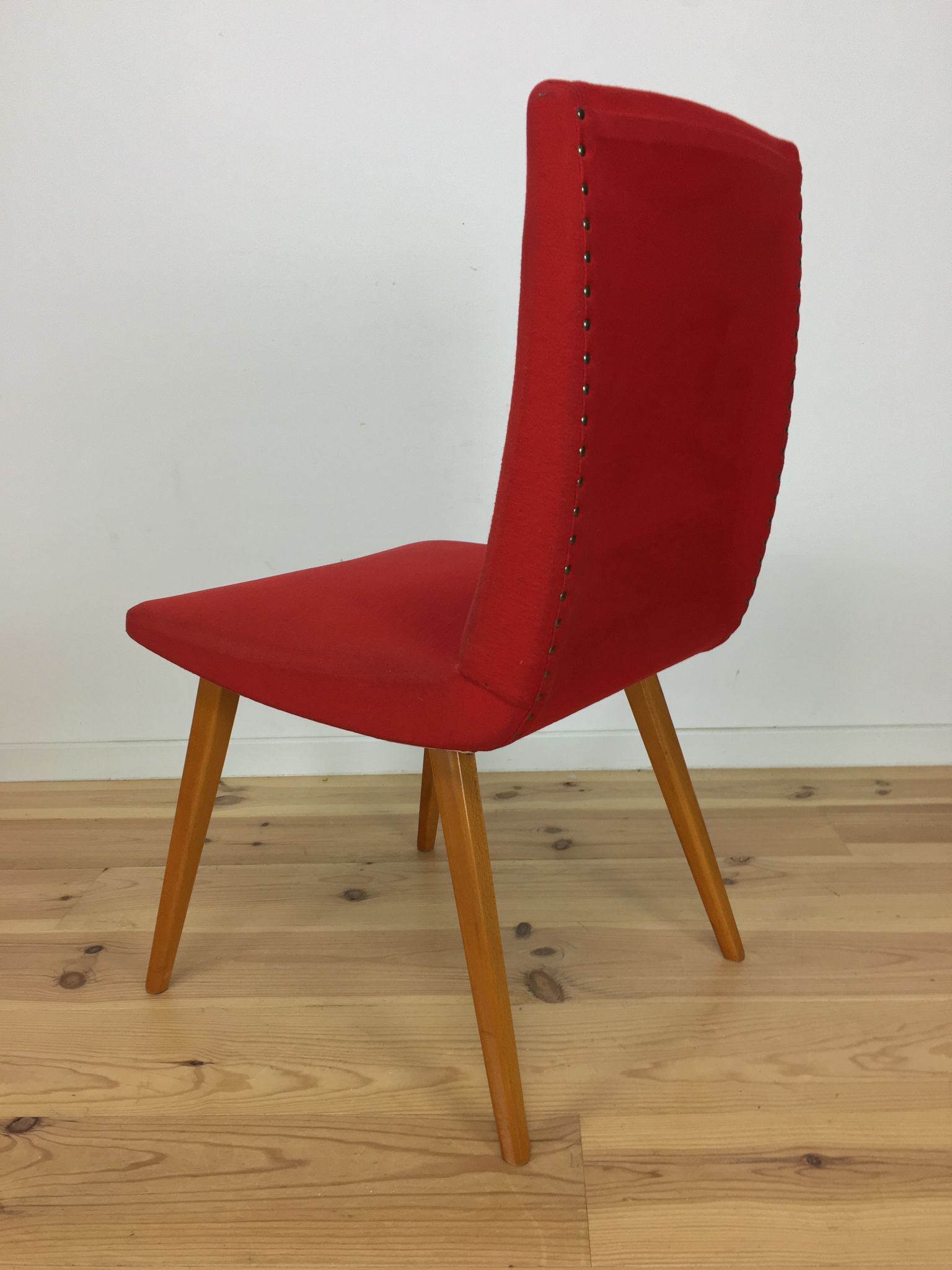 Chaise Steiner vintage années 60 rouge bois
