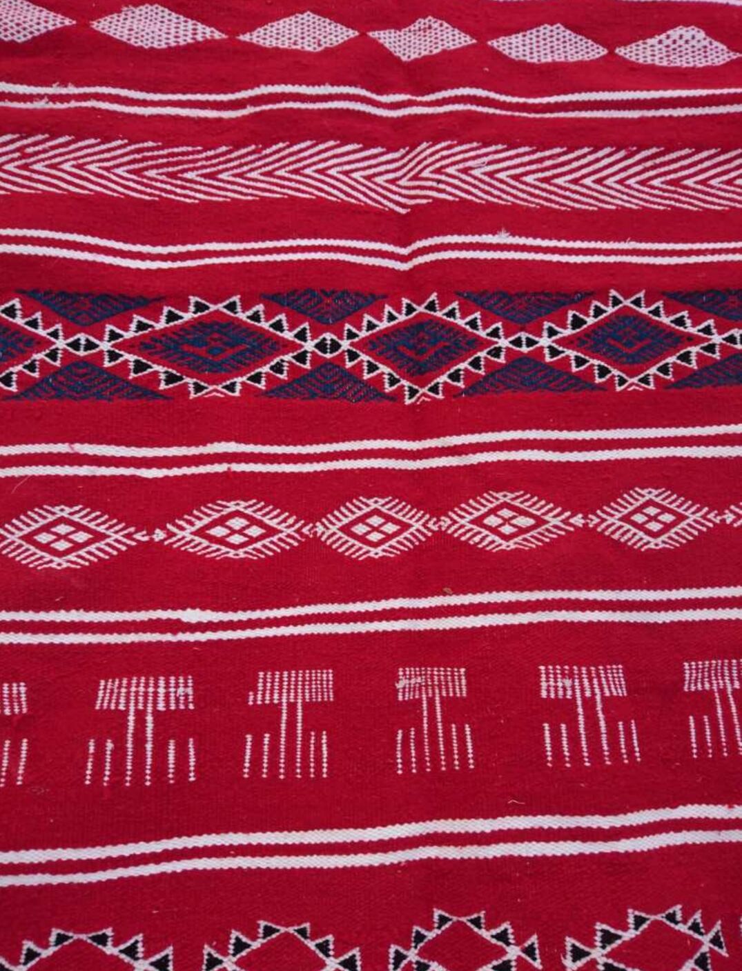 Red corridor handmade carpet large 280x125cm