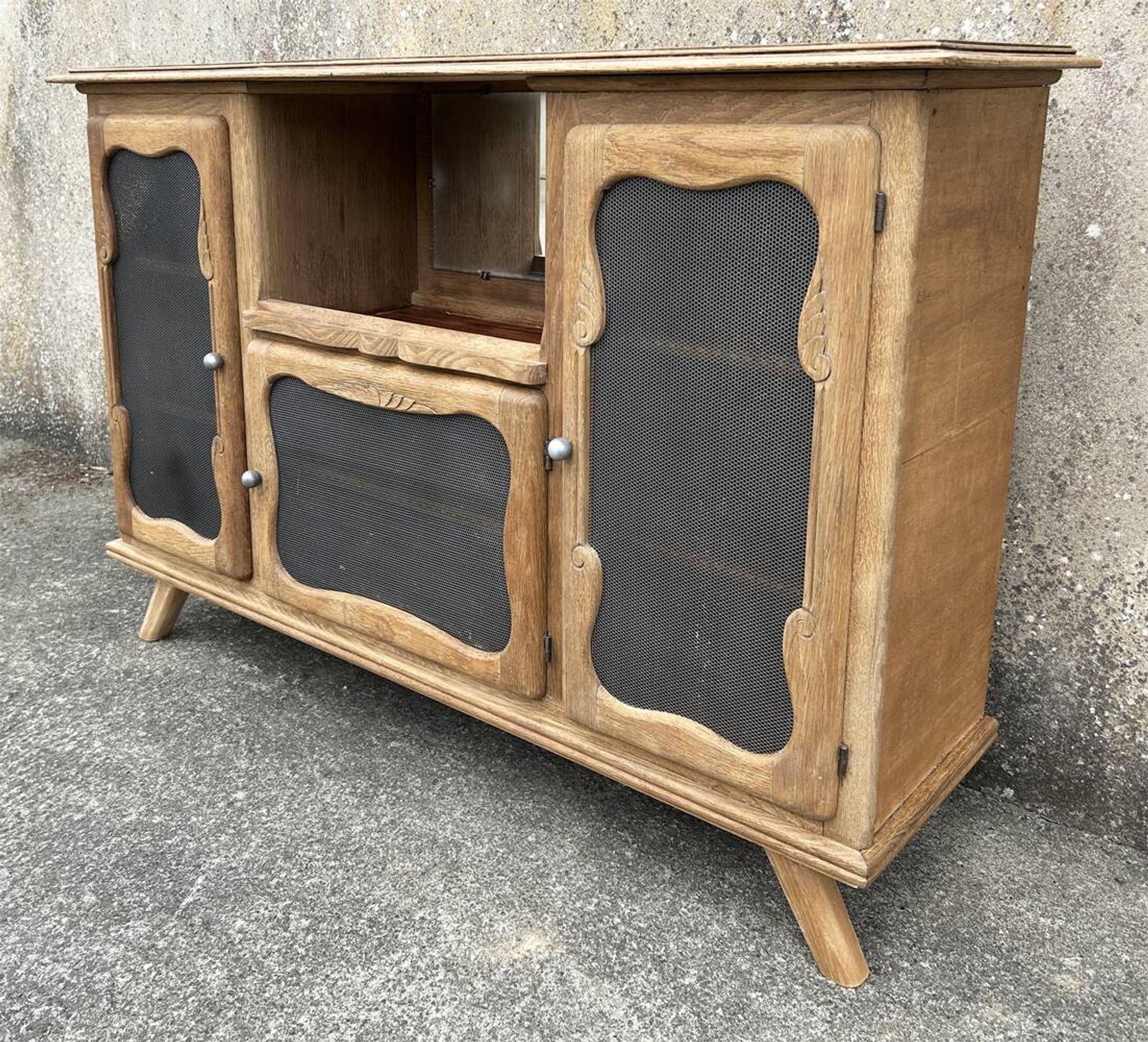 Low sideboard, bar, storage unit, wood, compass legs,