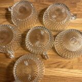 6 tasses à café en verre ciselé vintage en très bon état