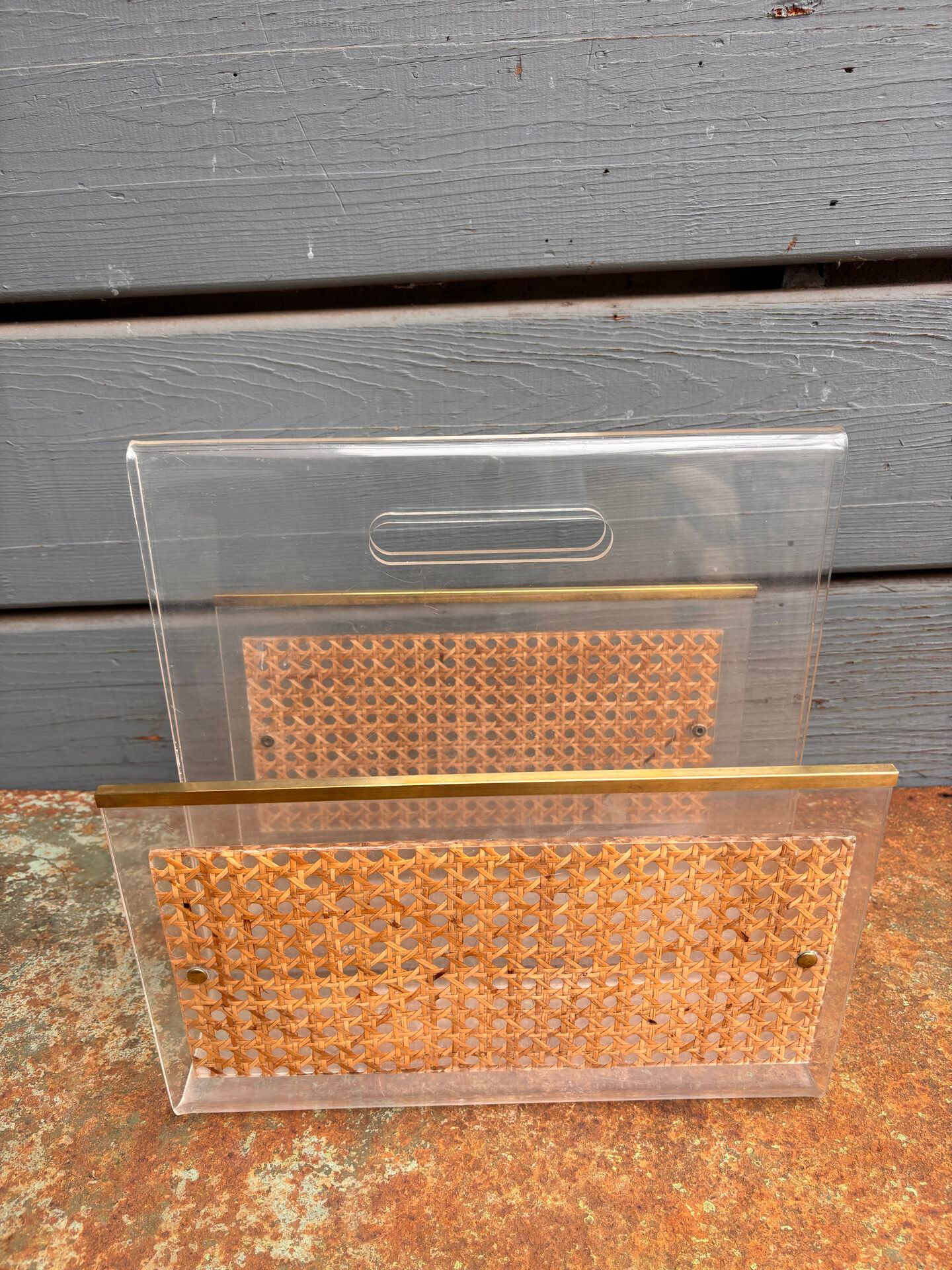 Vintage 70s magazine rack in plexiglass. Home Dior