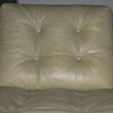 MId century pistachio green leather lounge chair after Florence Knoll, 1950s