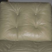 MId century pistachio green leather lounge chair after Florence Knoll, 1950s