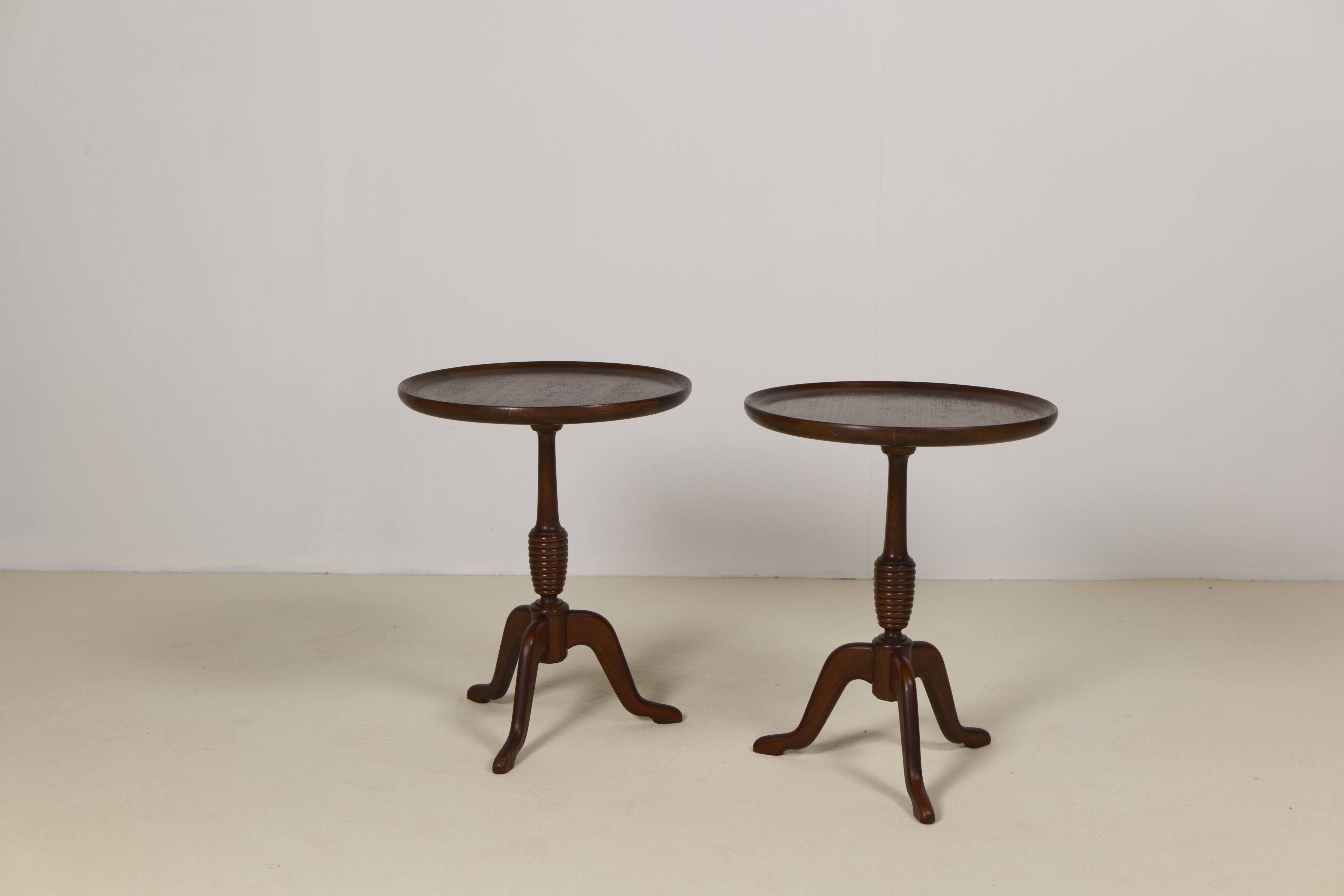Pair of Mahogany side tables by Anton Kildeberg, Denmark 1960's