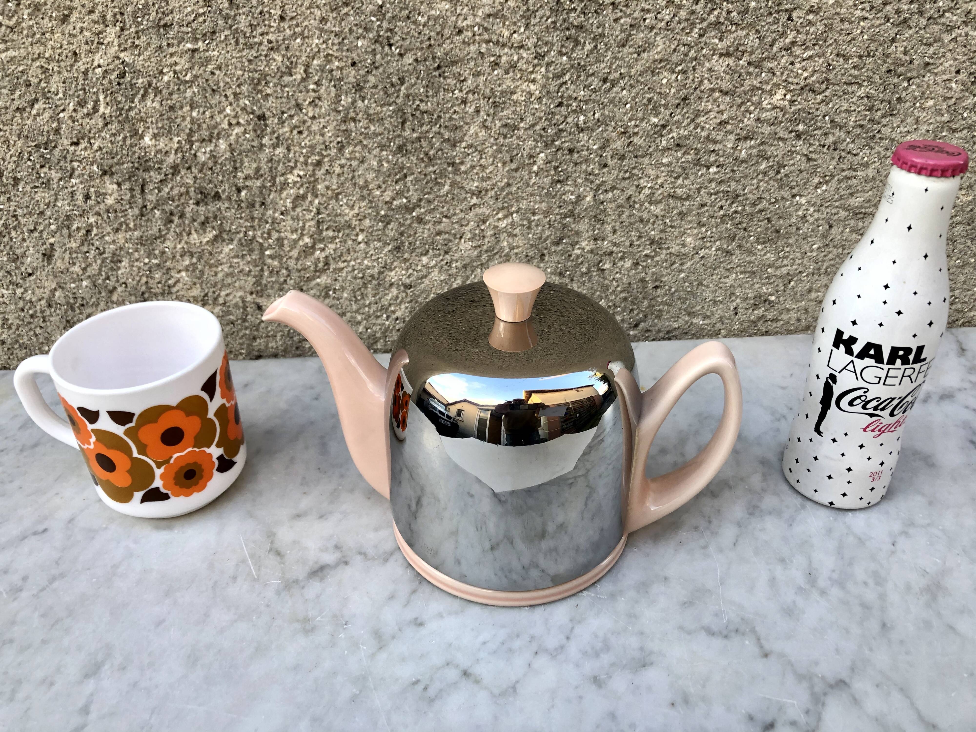 Heating teapot Salam Guy Degrenne 4 cups rare pink ceramic