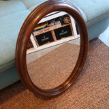 Vintage oval wooden mirror