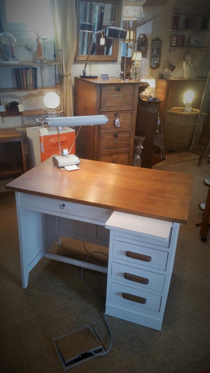 Bureau vintage années 50 peint
