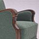 Fauteuil relax danois des années 1950, tissu en laine mélangée verte, bois de hêtre.