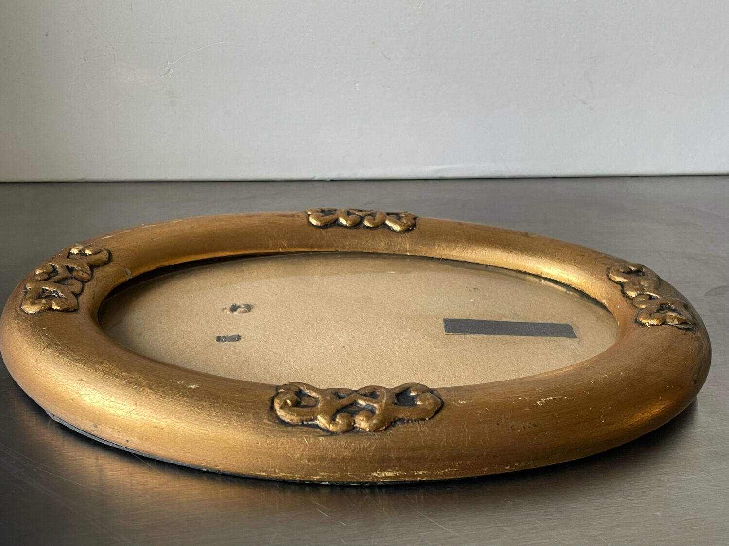 Antique art nouveau oval frame gilded wood