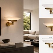 Jill Wall Light – Italian Design Arteluce 1980 – Brass & Opaline Glass